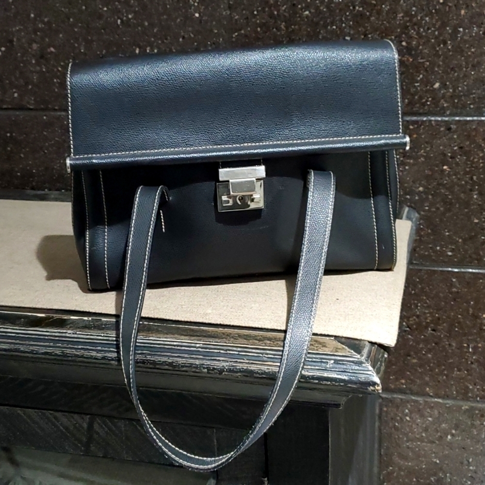 VINTAGE GIUDIT BLACK PEBBLE LEATHER BAG MADE IN ITALY